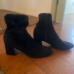 Black suede like heeled booties